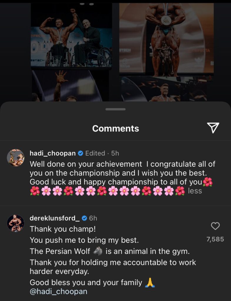 عکس| پیام قهرمان مستر المپیا برای هادی چوپان » اصفهان امروز آنلاین