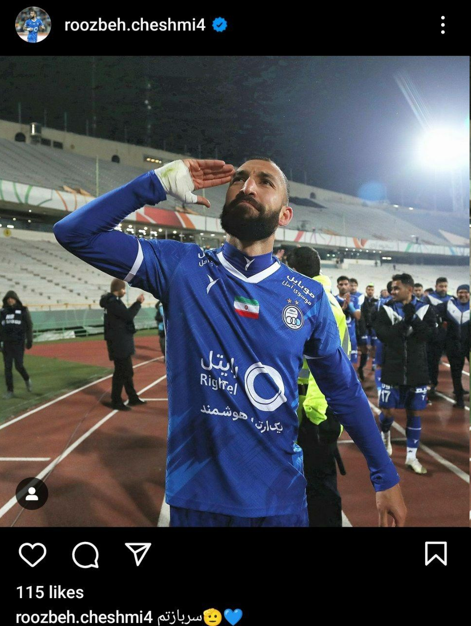 عکس| پیام جالب لژیونر ایرانی زیر پست جدید روزبه چشمی