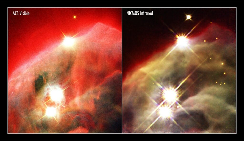 نیکموس روی تلسکوپ هابل ناسا به لایه‌های غبار در یک ابر ستاره‌ساز نفوذ کردند تا ساختمانی متراکم و سنگ‌آلود از غبار و گاز را کشف کند.