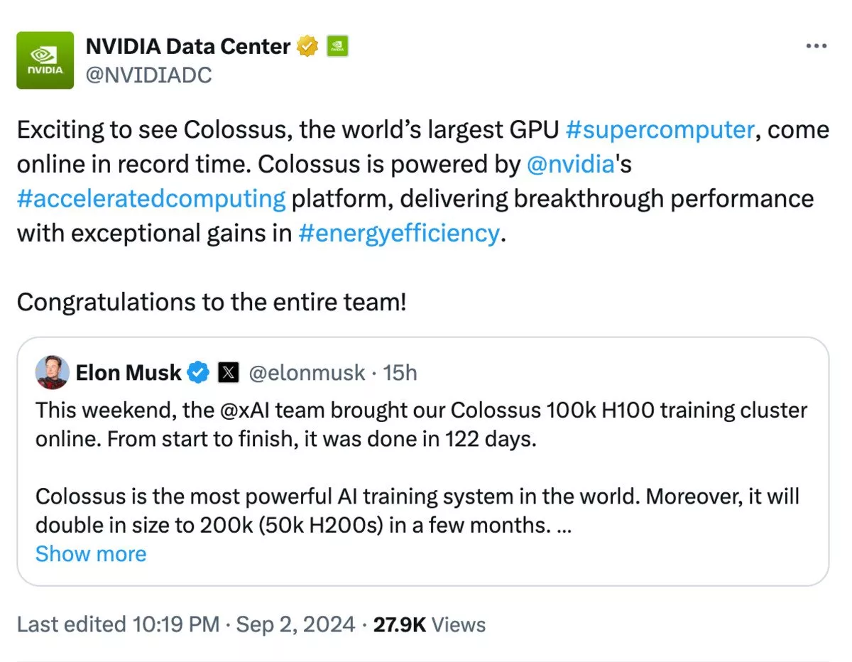 کلوسوس، نیرومندترین خوشه آموزش هوش مصنوعی دنیا فعال شد_اصفهانیا 4 تبریک انویدیا بهخاطر راهاندازی کلوسوس