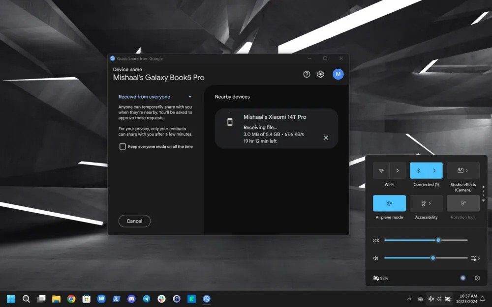 Quick Share اکنون بدون شبکه وای‌فای هم فایل‌ها را سریع انتقال می‌دهد_اصفهانیا