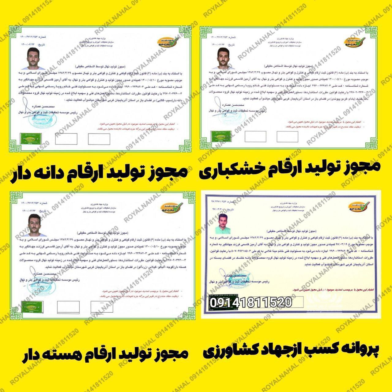 مجوز های نهالستان رویال نهال