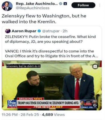 کنایه نماینده کنگره آمریکا به حرکت تحقیرآمیز ترامپ با زلنسکی_اصفهانیا