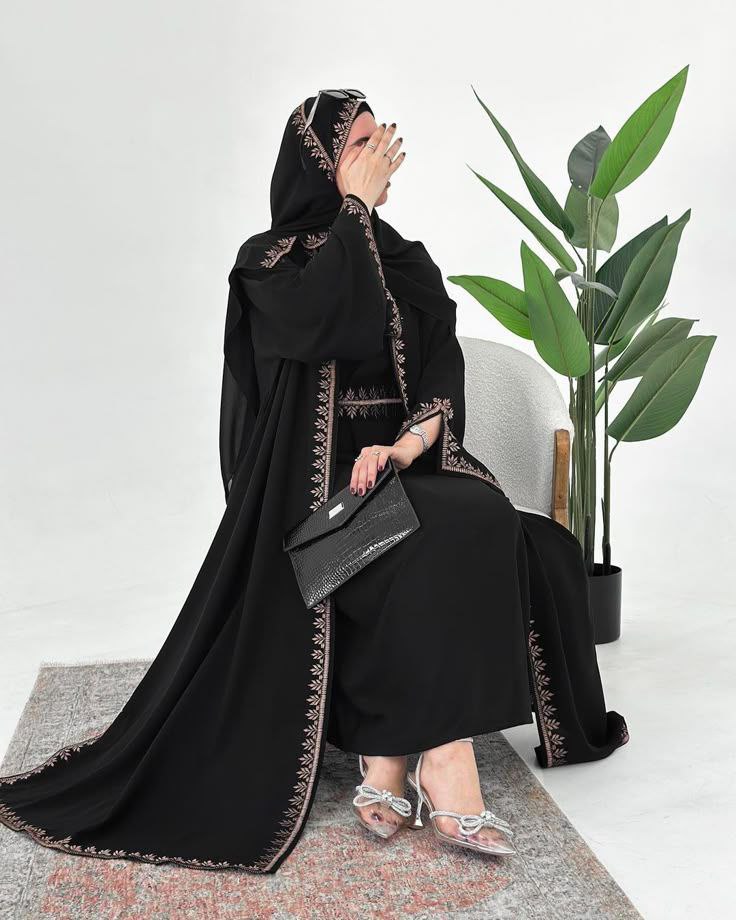 مانتو عبایی مشکی (10)