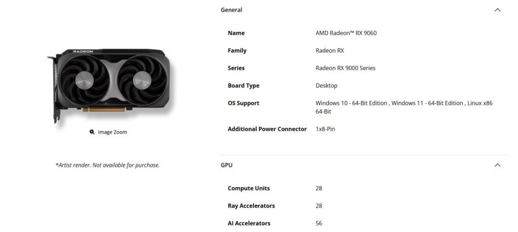 کارت گرافیک AMD رادئون RX 9060 با ۸ گیگابایت حافظه معارفه شد_اصفهانیا