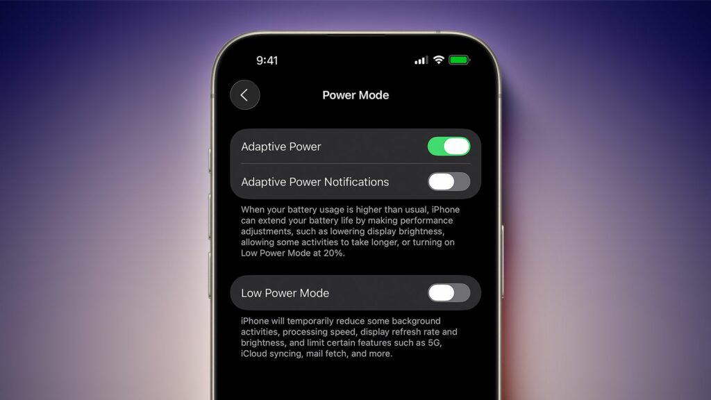 قابلیت Adaptive Power Mode در iOS 26